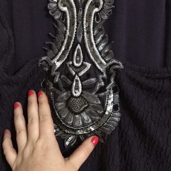 Free People Navy Blue Embellished Midi Dress - Picture 4 of 6